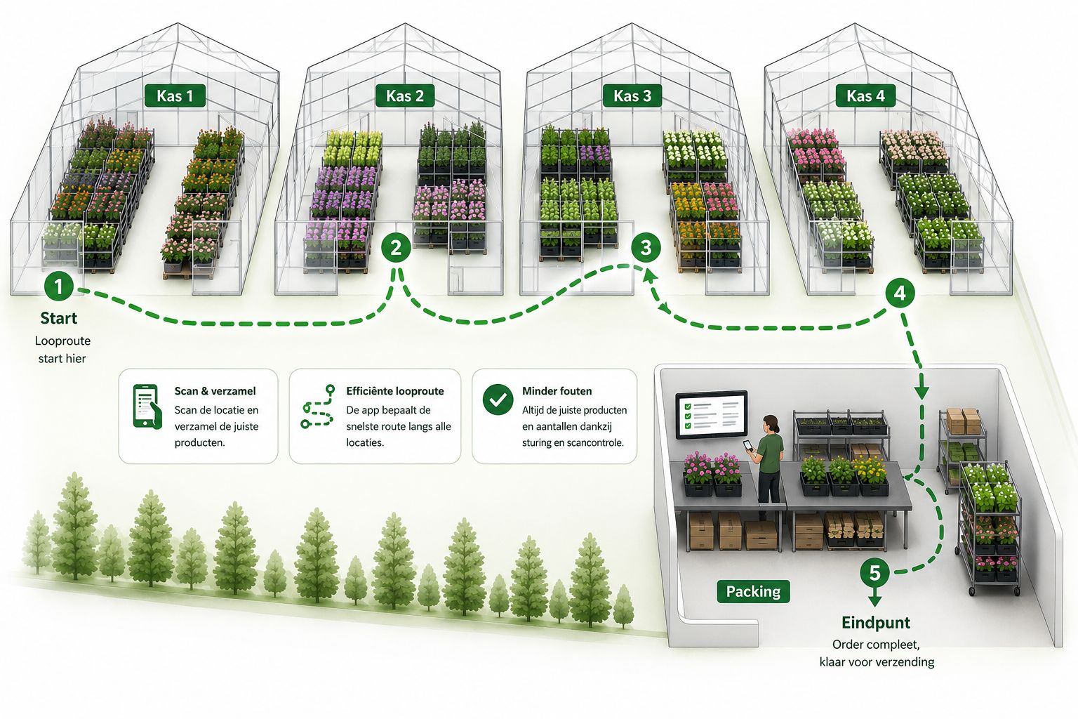 Geoptimaliseerde looproute voor horti orderpicking
